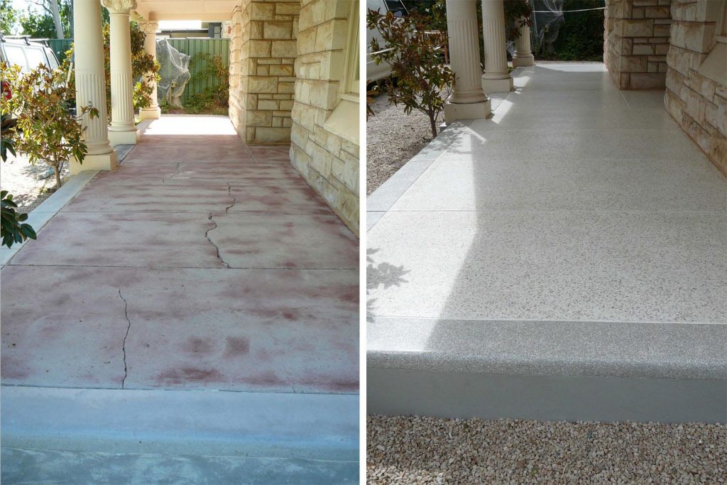 Concrete resurfacing, two tone verandah refurbished