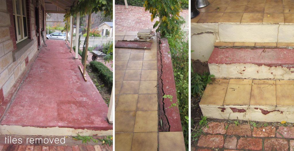 Damaged verandah salt damp