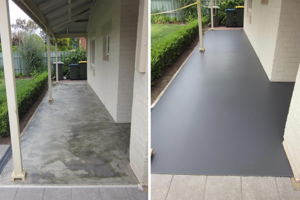Concrete resurfacing, Grey painted verandah