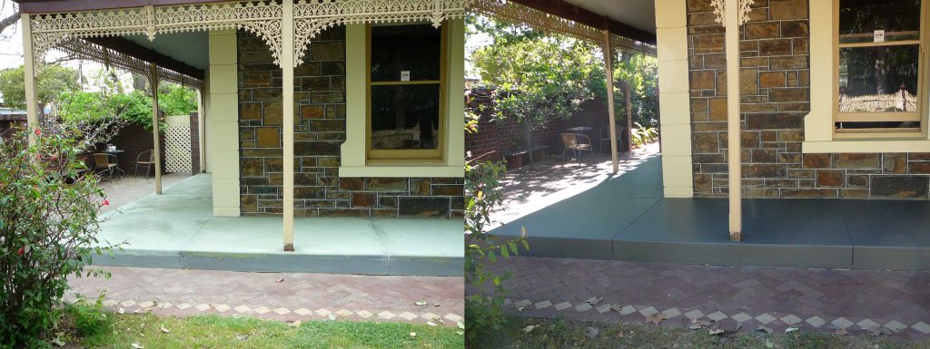 Concrete resurfacing, green verandah resurfaced