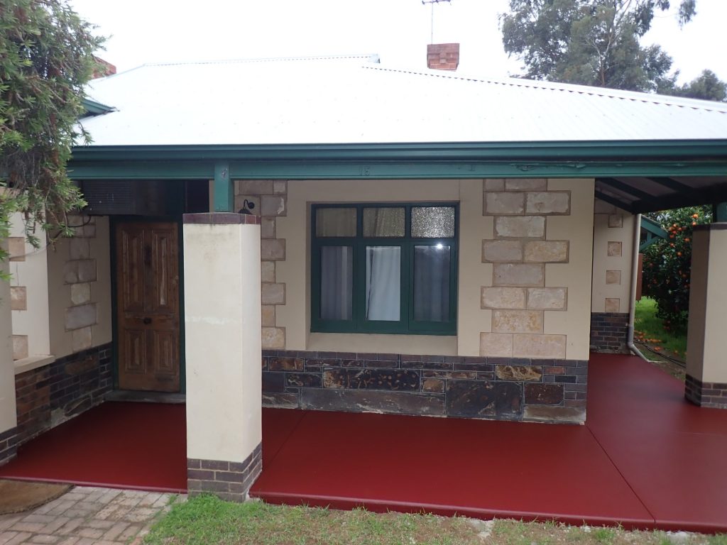Concrete resurfacing Heritage Red verandah