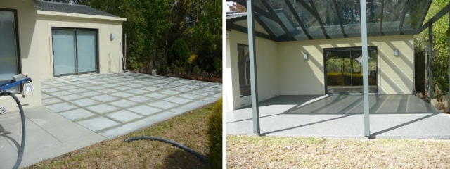 Patio resurfaced before and after