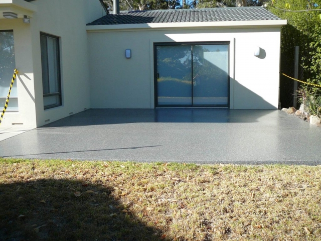 Concrete Resurfacing, patio resurfaced, Grey Multiflake