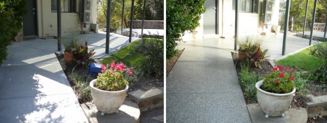 Concrete resurfacing coatings, black granite Multiflake
