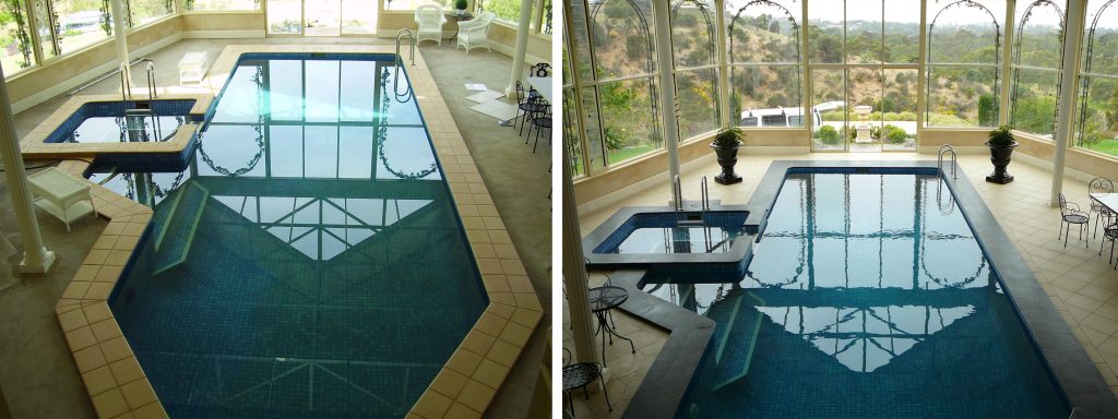 Pool coping resurfaced - Multiflake