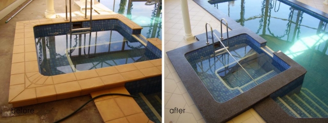Resurfacing sandstone paver pool coping - Multiflake