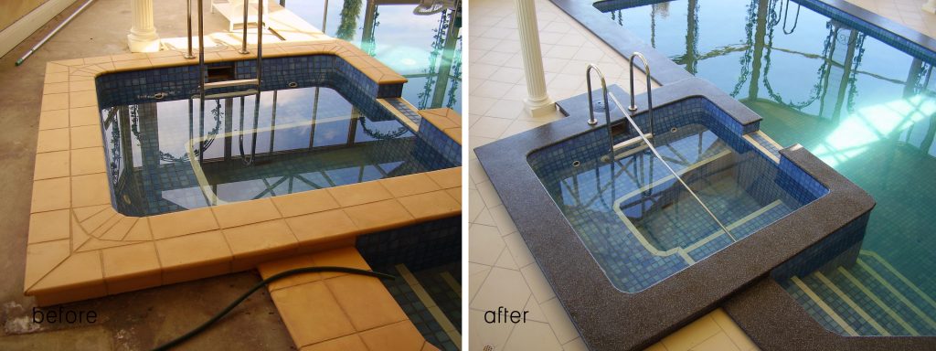 Resurfacing sandstone paver pool coping - Multiflake