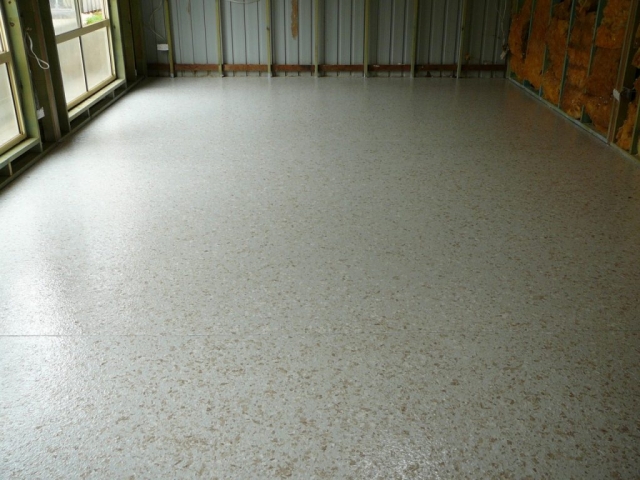 Concrete Resurfacing: large Multiflake, interior floor