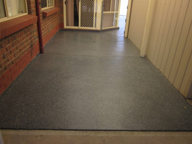 Concrete resurfacing, back patio, Multiflake