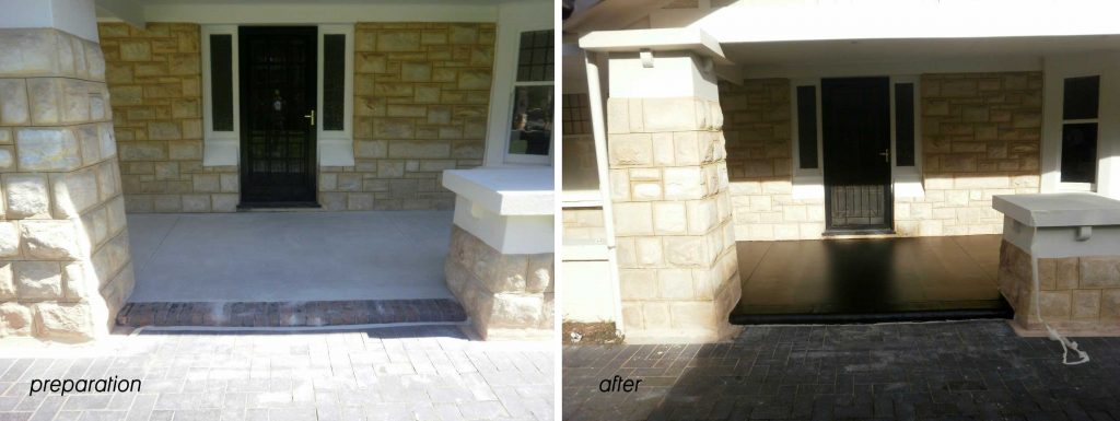 Concrete resurfacing, black front verandah