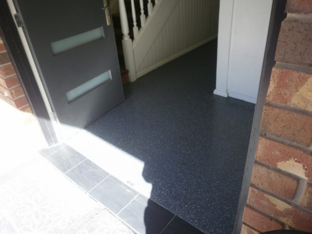 Concrete resurfacing: black granite multiflake