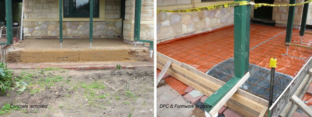 Concrete resurfacing, concrete removed, formwork