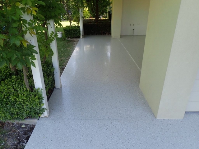 Concrete resurfacing, grey granite multiflake