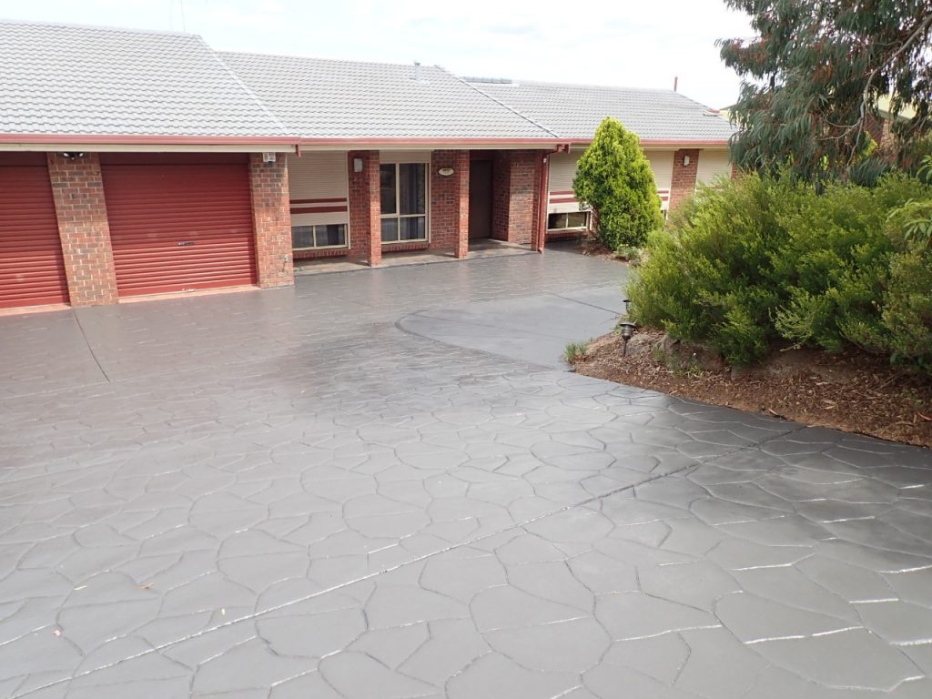 Concrete resurfacing, grey painted driveway