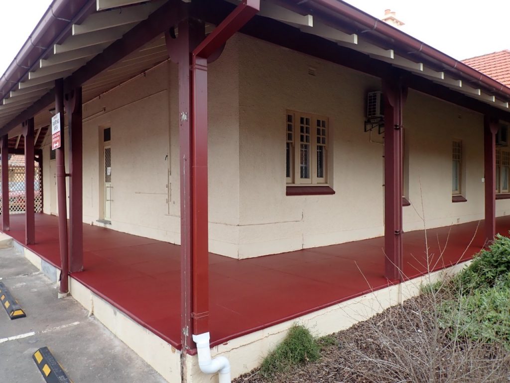 Concrete resurfacing, heritage red verandah