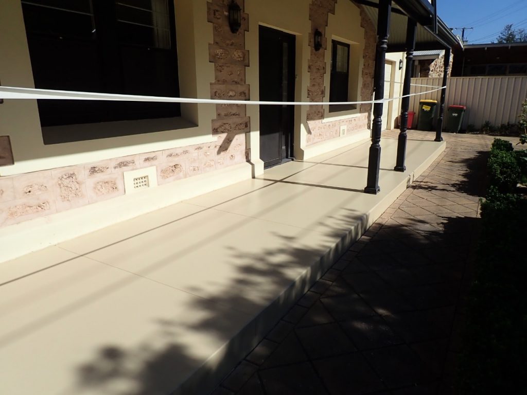 Concrete resurfacing, heritage style verandah after