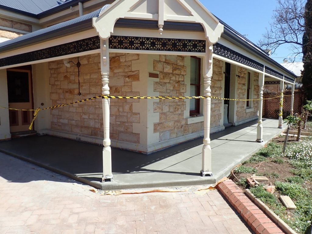Concrete resurfacing, new concrete verandah poured