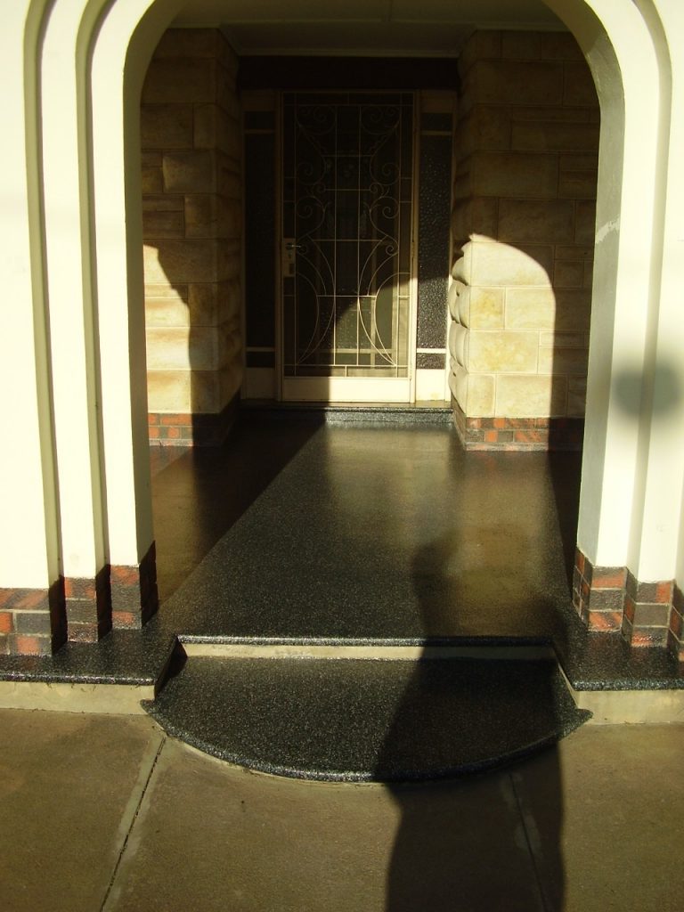 Concrete resurfacing, new painted Multiflake black verandah