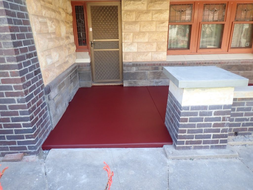 Concrete resurfacing, new red verandah, new pillar cap