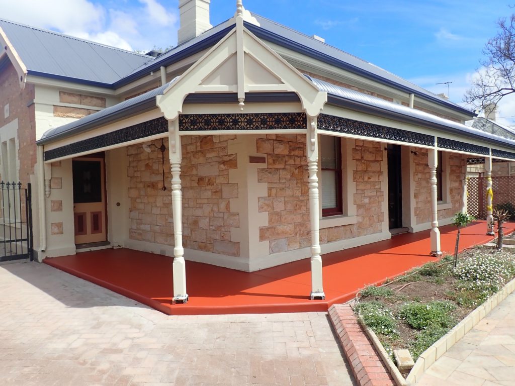 Concrete resurfacing, new verandah red