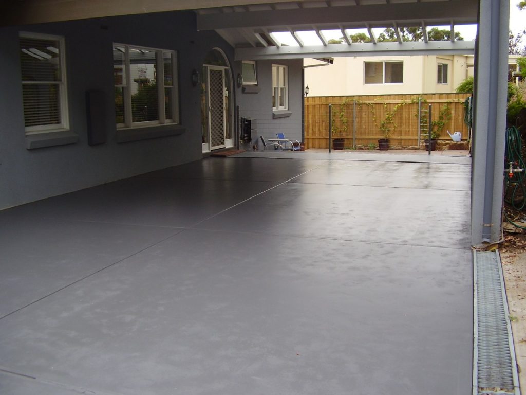 Concrete resurfacing, old carport patio after