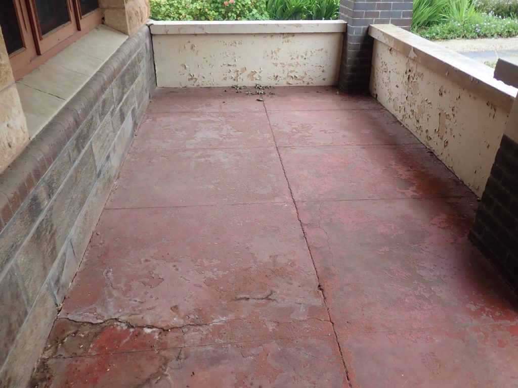 Concrete resurfacing, old cracked verandah