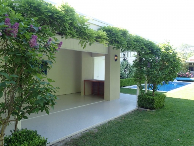 Concrete resurfacing, outdoor room after