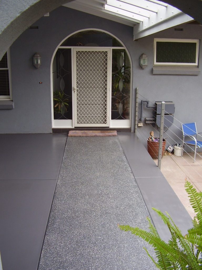 Concrete resurfacing, painted and multiflake