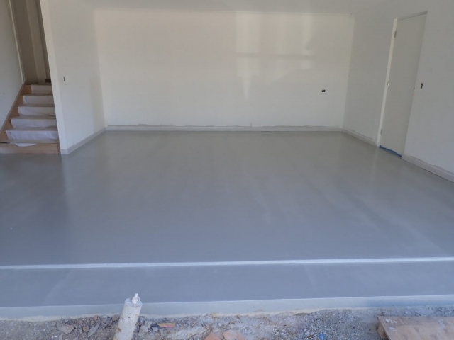 Concrete resurfacing: painted grey floor