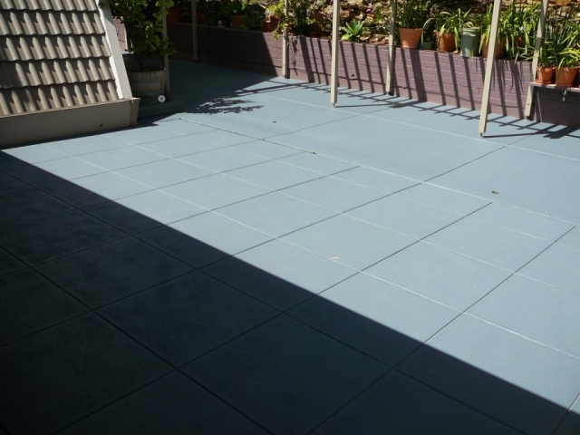 Concrete resurfacing, painted patio after