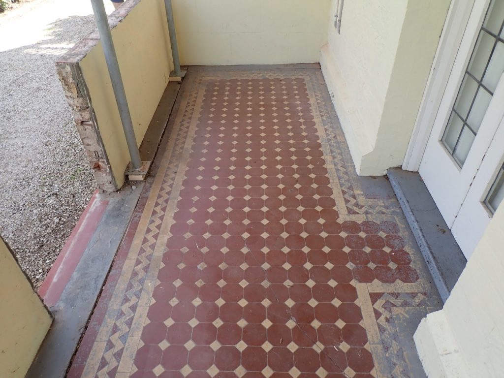 Concrete resurfacing, tiled floor verandah