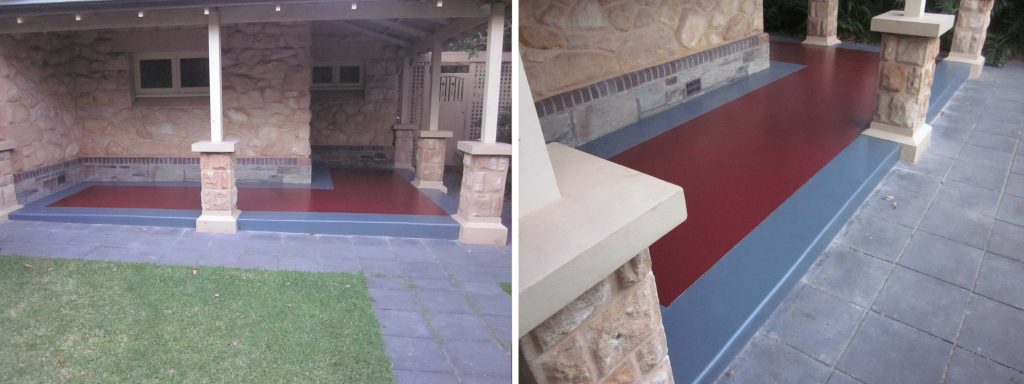 Concrete resurfacing, two-tone painted verandah