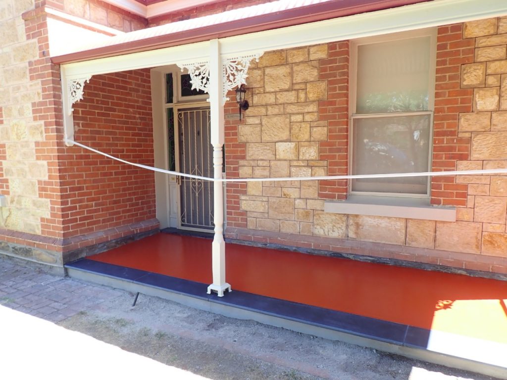 Concrete resurfacing, two tone verandah, slate, after