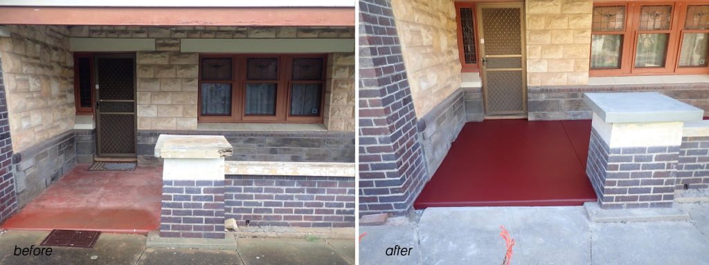 Concrete resurfacing, verandah before and after