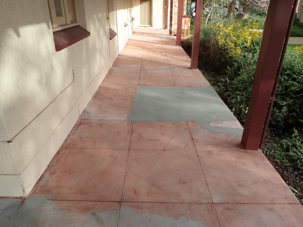 Concrete resurfacing, verandah, grinding and repairing