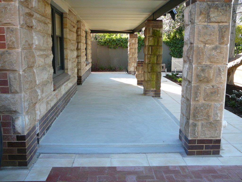 Concrete resurfacing, verandah prepared