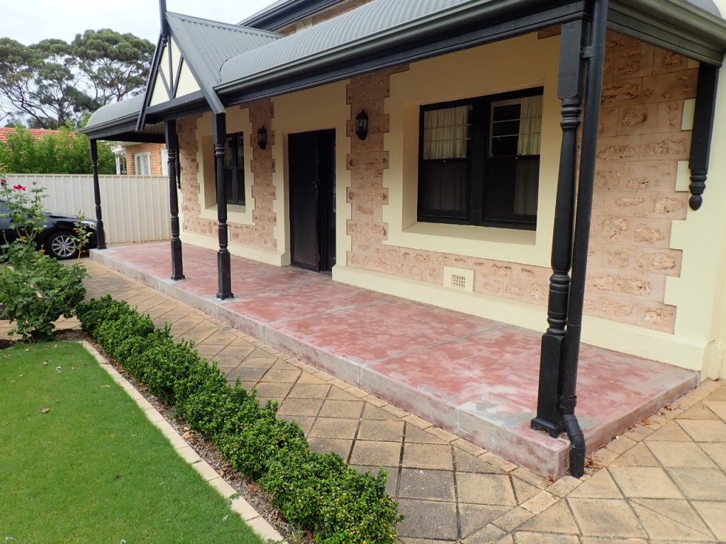 Concrete resurfacing, worn out verandah before
