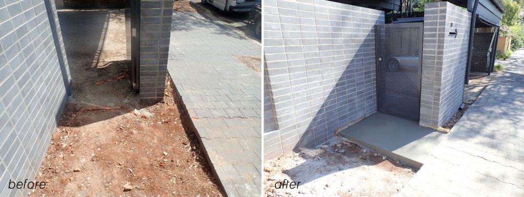 New concrete, front entrance path
