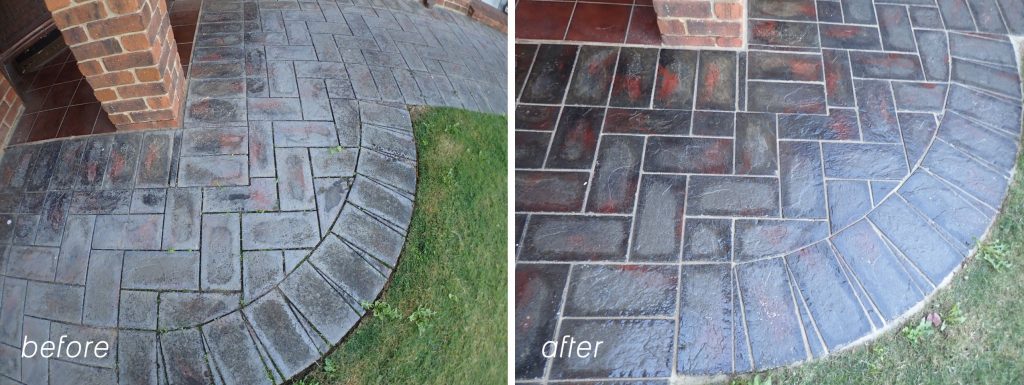 Paver resurfacing, before and after sealing