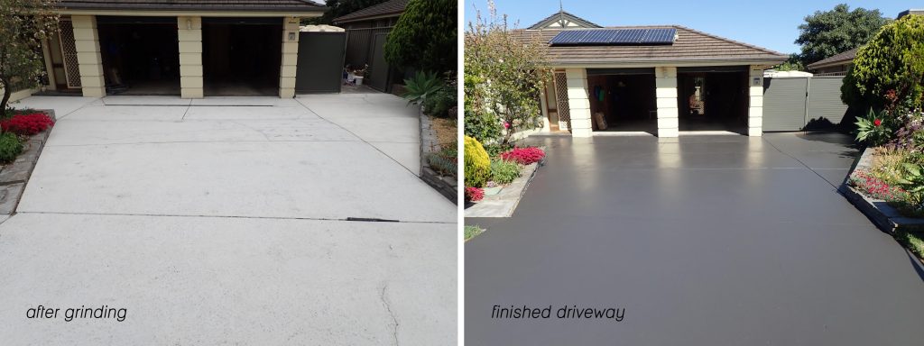 concrete resurfacing, driveway grey
