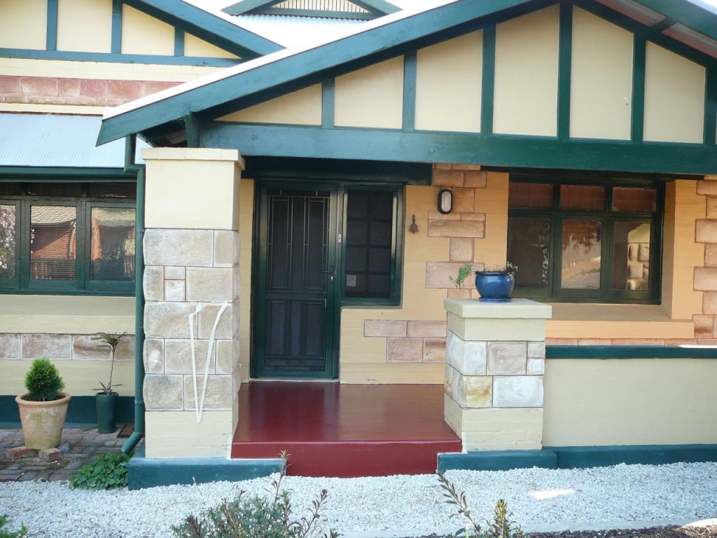 Concrete resurfacing, new red verandah