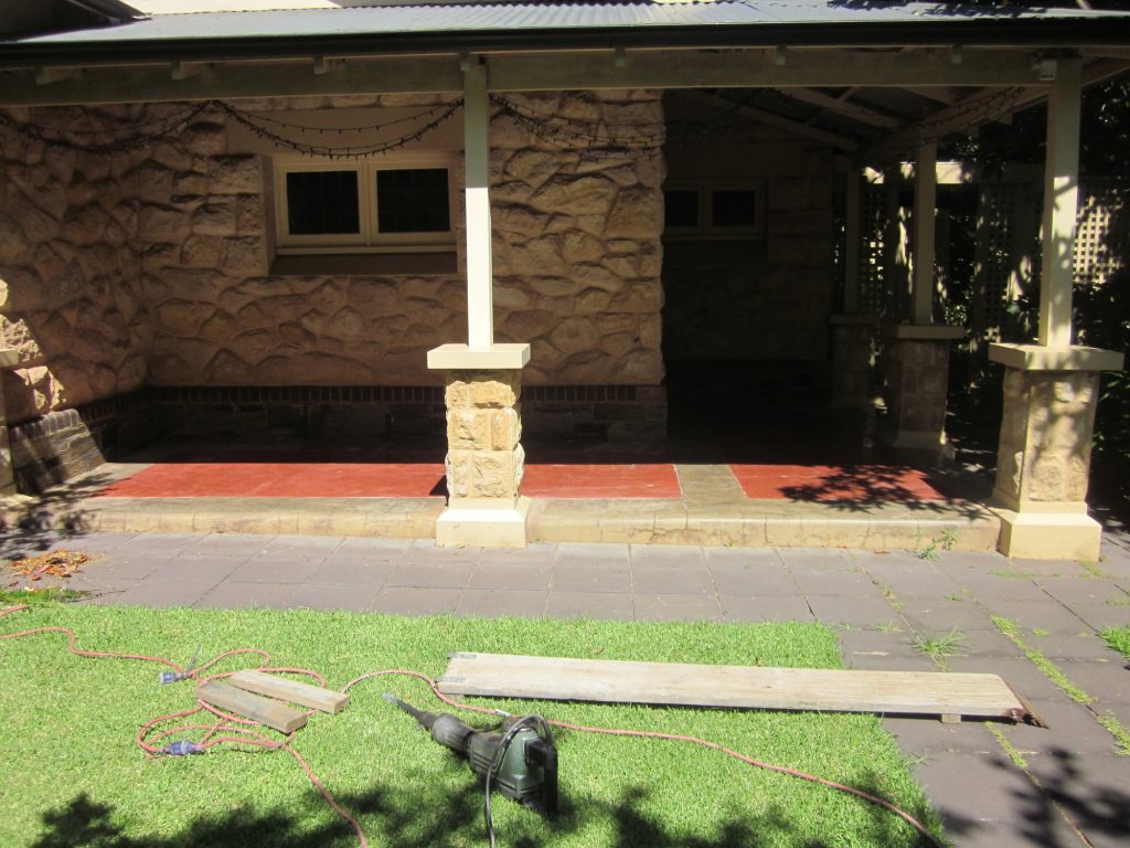 Concrete resurfacing, cracked concrete verandah