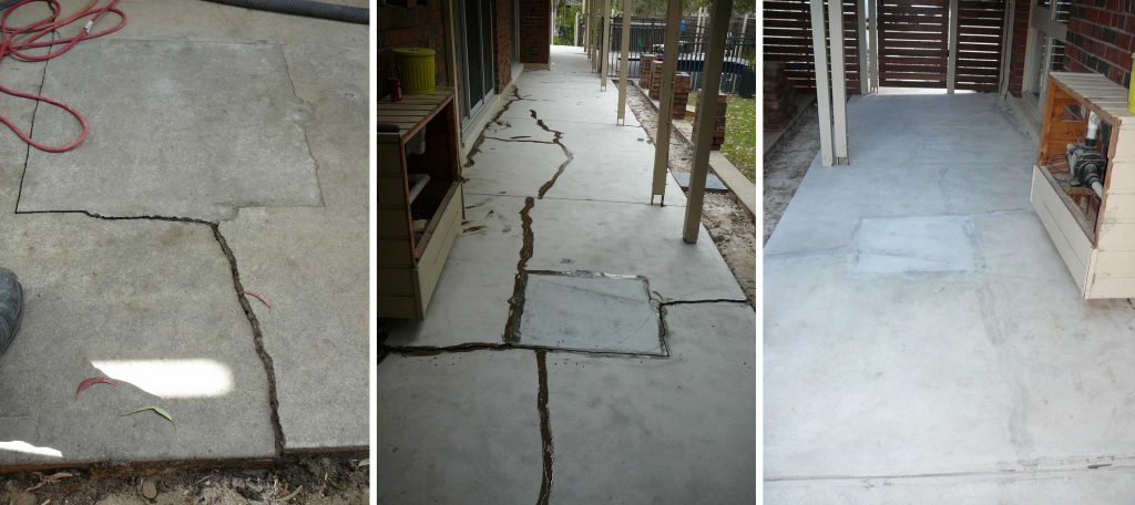 Concrete crack repairs: filling & grinding