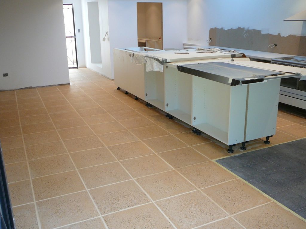 Concrete kitchen tiles: polished