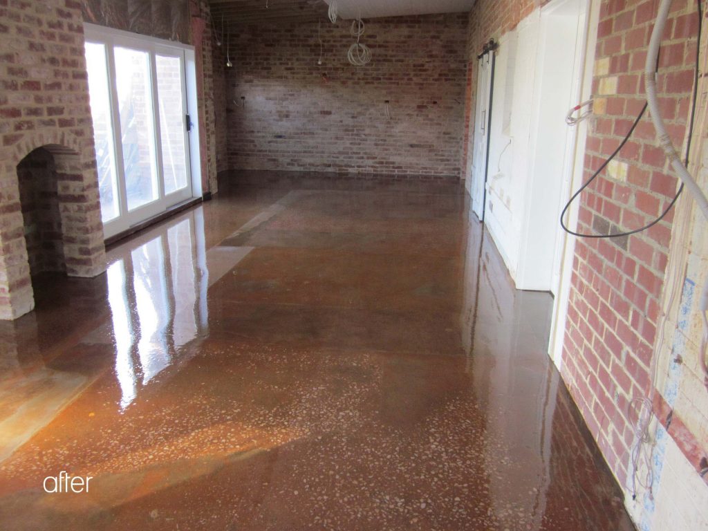 Existing concrete: Red tint & epoxy coating