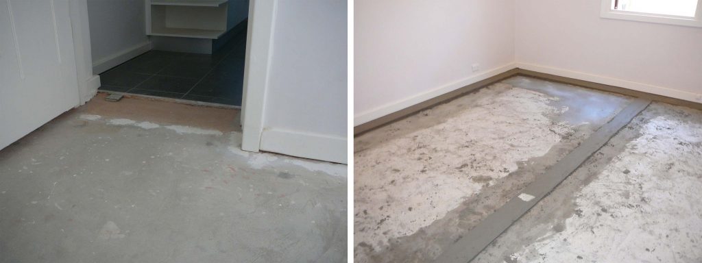 Concrete levelling screed: before & during
